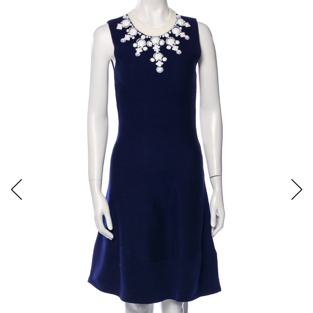 kate spade Navy Dress with White Embellished Neckline